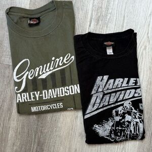 Harley-Davidson Olive Green and Black Graphic Tee Bundle Mens XXL 2X